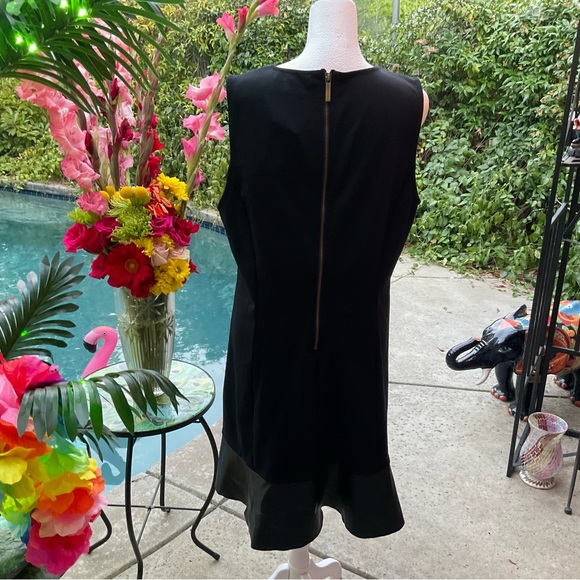 Michael Kors NWT $140 Macy’s Sz XL black faux leather hem Dress ⭐️ - Picture 5 of 6